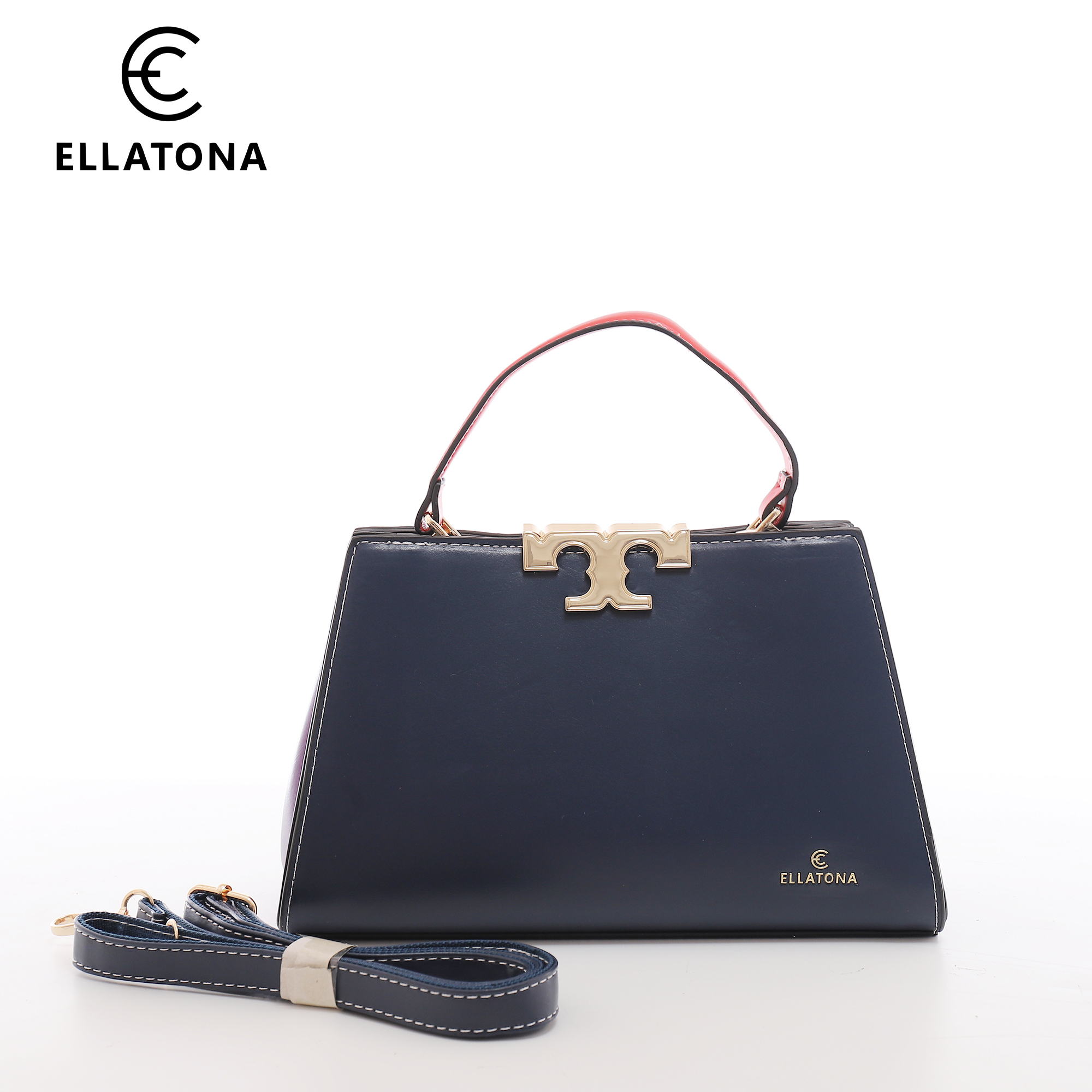PU Leather Satchel with Detachable Strap - Image 2