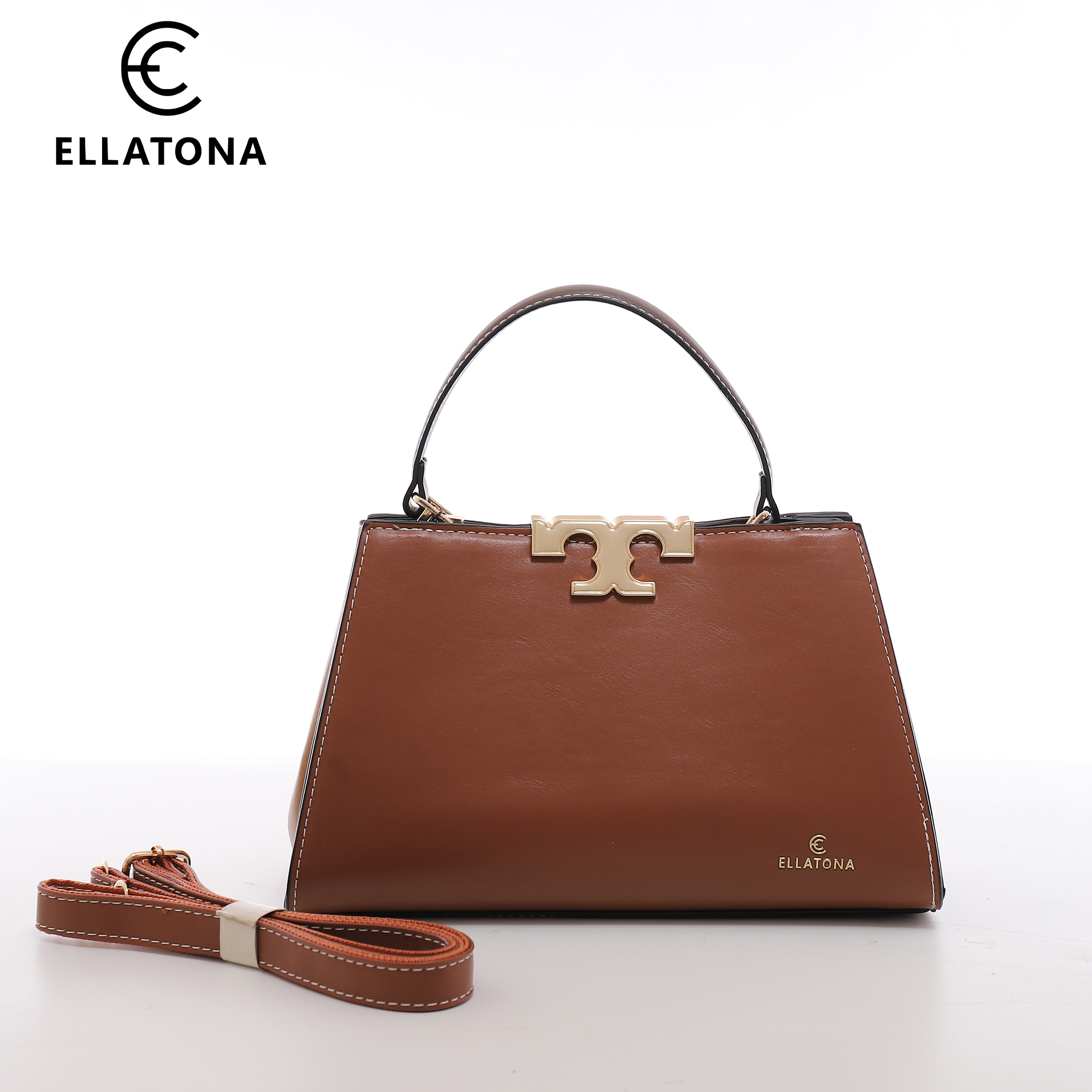 PU Leather Satchel with Detachable Strap - Image 3