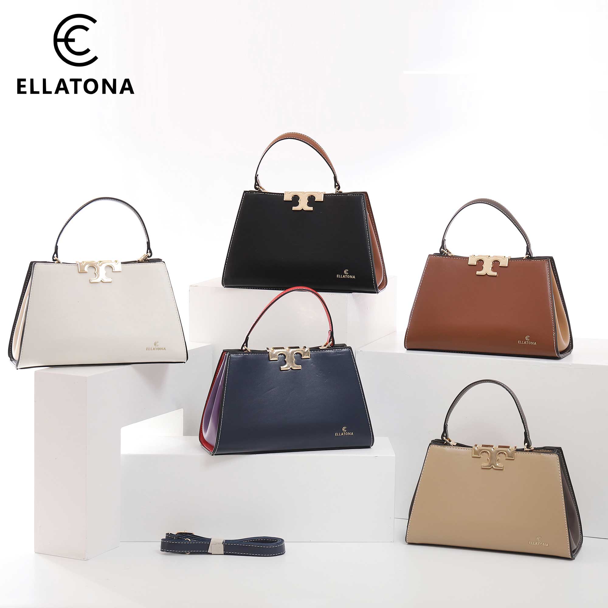 PU Leather Satchel with Detachable Strap - Image 6