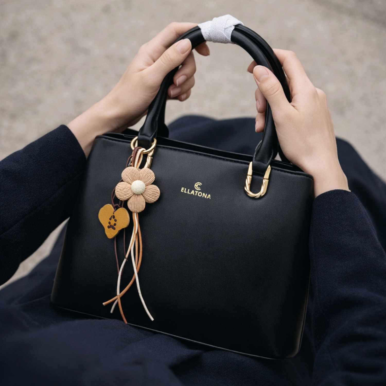 Noir Charm Satchel Bag